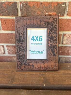 Custom Leather Hand Tooled Western Picture Frame 4x6