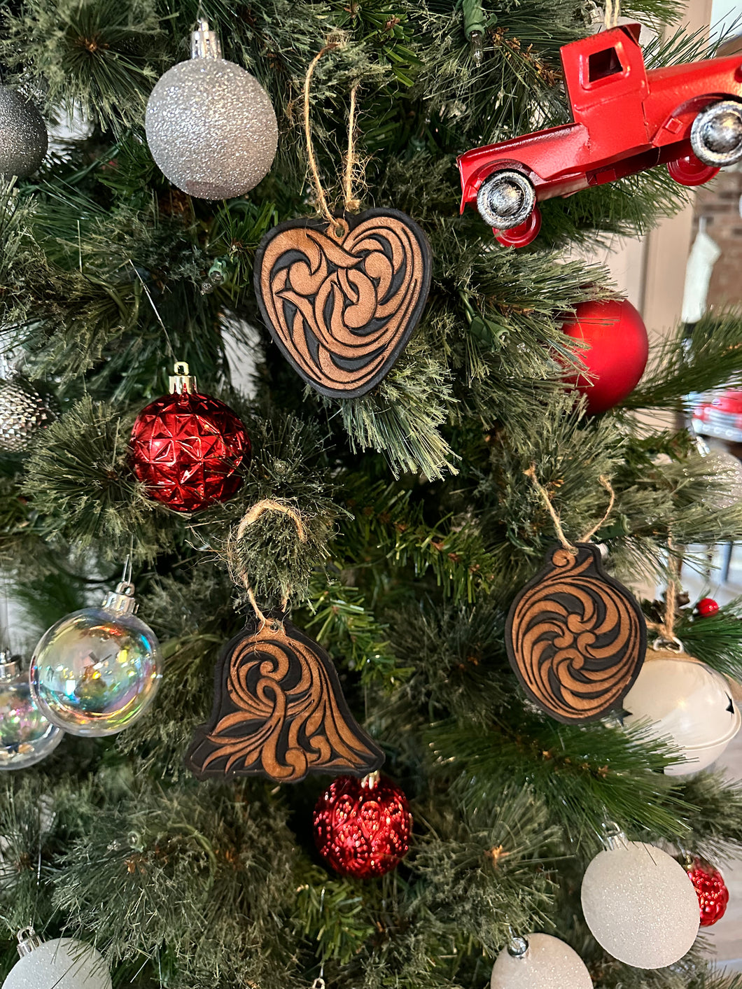 Leather Tooled Christmas Ornaments