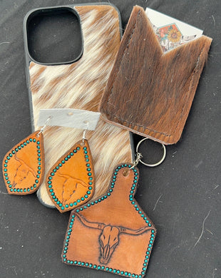 Leather Longhorn Earrings